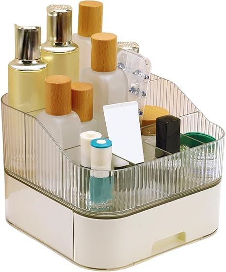 VOCOSTE 1 Set Makeup Organizer with Stackable Drawer, 7 Grids Makeup Organizer for Countertop Vanity, Skincare Organizers Cosmetic Display Cases, Clear White VOCOSTE 1 Set Makeup Organizer with Stackable Drawer, 7 Grids Makeup Organizer for Countertop Vanity, Skincare Organizers Cosmetic Display Cases, Clear White