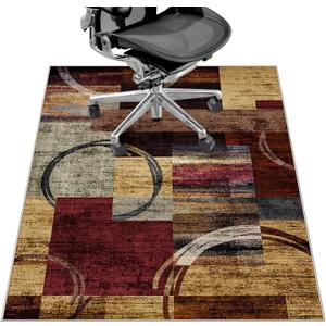 Office Chair Mat for Hardwood Floor & Tile Floor, 36"X 48" Heavy Duty Desk Chair Mat for Hard Floors, Under Desk Rug for Rolling Computer Chair, Anti Slip, Low Pile Carpet Floor-Geo Multi