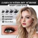 Flaunt Lash Clusters Kit Flora Short 8-14mm Light-Volume Wispy Eyelash Clusters D Curl DIY Eyelash Extension Kit Spiky Cat Eye Individual Lash Eyelash Clusters with 0.05mm Ultra-Thin Black Band