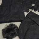 Wandx Kids Winter Hat Gloves Scarf Set Children Pompom Knit Beanie Warm Gloves with Thick Fleece for Boys Girls Ages 4-12 (Black)