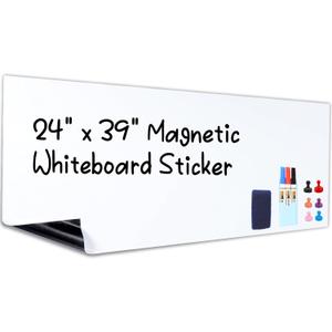 Magnetic Whiteboard Contact Paper  42" x 29.5" Dry Erase White Board Sticker for Wall Stick on White Board Peel and Stick Wallpaper Adhesive Poster with Marker, Magnetic Eraser and Magnets
