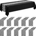 10 Pack Checkered Table Runner Polyester Table Decor Classic Black and White Checkerboard Table Runner for Indoor Outdoor Wedding, Birthday Parties, Fit Rectange and Round Table(12 x 108 Inch)