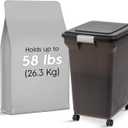 IRIS USA Dog Food Storage Container 58 Lb, Airtight Large Pet Food Storage Bin with Wheels, for Dog Cat Bird Chicken Food, Holds Up to 58 lbs, Keep Fresh, BPA Free, Made in USA, Black
