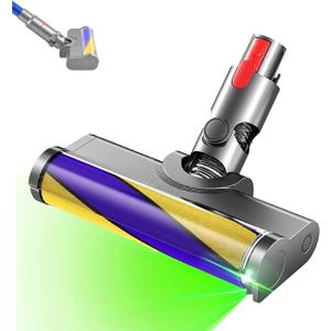 Updated Dust Detect Vacuum Attachments for Dyson V15 V11 V10 V8 V7 Cleaner, Hardwood Floor Head Soft Roller Brush Replacement Accessories Part with Optical Green LightEnhanced Power, Speed, Lifespan