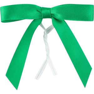 Restaurantware-3 x 2.5 Inch Satin Ribbon Bows, 4000 Twist Tie Bows - Pre-Tied, Vibrant, Emerald Green Polyester Gift Wrapping Bows, For Treat Bags, Crafts, Packages, Decoration