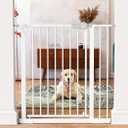 MEEGEEM Baby Gate - 40'' Extra Tall and 30''-37'' Adjustable Width Pet Gate for Stairs & Doorways & House and More, Can Use As Dog Gate, Pressure Mounted, No Drilling, Auto Close, White