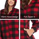 COLORFULLEAF Christmas Onesie Pajamas Adult Family Couples Matching Plaid Hoodie Suit Zipper Fleece Pj For Women and Men (Red, XXL)