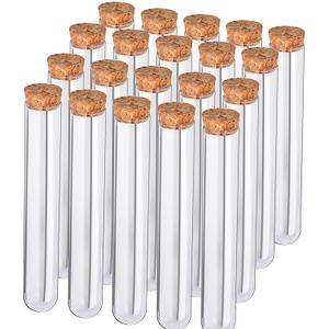 20Pcs Clear Plastic Test Tubes,25x160mm 50ml, Good Seal for Jewelry Seed Beads Powder Spice Liquid Storage, Lab Use or Decoration