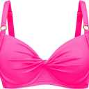 Women's Underwire Bikini Top - Push Up Swimsuit Top Only Twist Front Bathing Suit 2025 Retro Swim Bra (Pink, S)