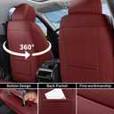 Car Seat Covers Full Set, Luxury Faux Leather Car Seat Covers Waterproof Non-Slip Seat Protector Universal Fit for Most Cars SUVs Trucks Pick-ups,Car Accessories Interior for Women (Wine-Full Set)