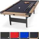GoSports Full Size 8 ft x 4.2 ft Billiards Game Table - Foldable Design, Includes Full Set of Pool Balls, 2 Cue Sticks, Chalk, and Felt Brush - Blue