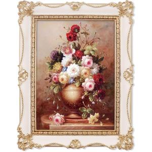 Vintage White Picture Frames 5x7, French Cottage Style Photo Frame for Gallery Wall and Tabletop Display, Decorative Hand-Crafted Floral Design Home Dcor