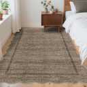 GarveeHome Scalloped Living Room Rug 5x7 Area Rug Washable Area Rug for Bedroom Modern Traditional Kids Rug Non Slip Throw Rugs Soft Low Pile Stain Resistant Carpet for Dining Room 5 ft x7 ft Taupe