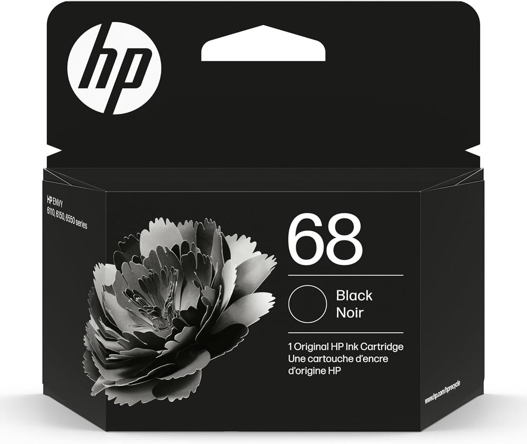 HP 68 Black Ink Cartridge | Works Envy 6100e, 6500e Series | Eligible for Instant Ink | 7FP21TN