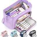 HVOMO Pencil Case Large Capacity Pencil Pouch Handheld Pen Bag Cosmetic Gift for Office School Teen Girl Boy Men Women Adult (Purple)