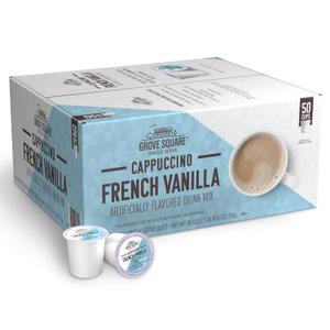 Grove Square Cappuccino Pods, French Vanilla, Single Serve, 50 Count (Pack of 1) - (EXP 04/20/27)