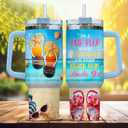 Coffee Yellow Blue Women Tumblers Quartz Light Simple Steel Hot Navy Myrtle Royal, Beach Gifts, Tumbler 40 Oz With Handle Lid And Straw, Kinda Girl Beach Sunshine