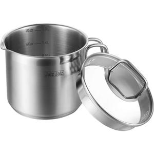 Small 2-Quart Stainless Steel Saucepan with Glass Lid - Compact Sauce Pan for Single Servings, Boiling Eggs, or Melting Butter - Induction Ready & Dishwasher Safe