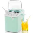 SMUG Ice Makers Countertop with Handle, Portable Ice Machine, 9 Bullet Ice Cubes in 6 Mins, 26lbs in 24Hrs, Auto-Cleaning, with Basket and Scoop, for Home, Kitchen, RV, Camping, Green