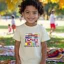 Hispanic Heritage Month Shirt Kids Toddler Boys Girls, Latino Countries Flag T-Shirt National Hispanic Gifts Tee Tops 2T-8Y (White)