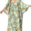 cthseie Plus Size Kaftan Dresses for Women Beach Cover Ups Swimwear with V-Neck Lightweight Caftans for Vacation Dress