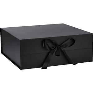 OEMVALATY Black Gift Box,16x16x6 Inches Gift Boxes with Lids for Presents with Magnetic Closure and Ribbon for Wedding,Storage,Birthday