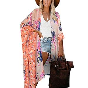 Moss Rose Women's Beach Cover up Swimsuit Kimono with Bohemian Floral Print, Loose Casual Resort Wear
