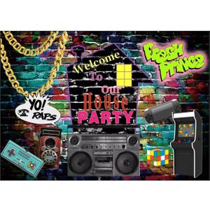 7x5ft 90s Backdrop Old School Graffiti Backdrops 90s Theme Party Decorations F72