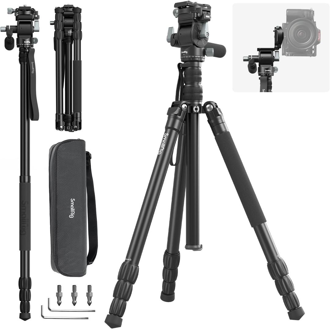 SmallRig CT195 73" Video Tripod, Camera Tripod Max Load 15kg/33lbs