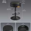 VASAGLE EKHO Collection - 360 Swivel Bar Stool, Height Adjustable Barstool with Storage, Synthetic Leather with Stitching, Mid-Century Modern, Kitchen Bar, Easy Assembly, Ink Black