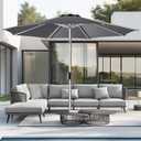 9ft Outdoor Patio Umbrella - Market Table Aluminum Umbrella, 5-Year Fade Resistant - UPF50+ UV Protection with Push Button Tilt, Crank for Pool Deck and Garden (Dark Grey) (Dark gray)