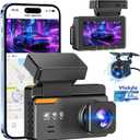 Dash Cam Front and Rear, 4K/2K Dashcams for Cars, Camera for Car with Free 64GB Card, Built-in WiFi GPS, ADAS, Night Vision, Loop Recording, Emergency Lock, 170Wide Angle, 24H Parking Mode