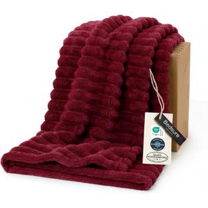 Bedsure GentleSoft Deep Red Fleece Blanket for Couch - Cozy Soft Blankets for Women, Cute Small Throws for Girls, 50x70 Inches