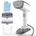 Powerful Handheld Fabric Steamer - 1800W with Fast Ceramic Heat-Up Plate, 2-in-1 Ironing & Wrinkle Remover, Steam Nozzle, Lint Brush - White, for US 120V Only