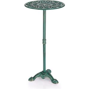 OwnMy Cast Iron Tall Plant Stand Heavy Duty Flower Pot Holder, Decorative Pedestal Potted Plant Rack, Indoor Outdoor Wrought Iron Large Single Plant Stand for Patio Garden Home, Antique Green