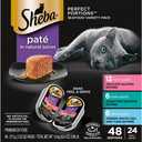 Sheba Perfect Portions Wet Cat Food Pate with Sustainable Salmon, Signature Seafood Entree, and Tender White Fish and Tuna Entree Variety Pack, 2.6 oz. Twin Pack Trays (24 Count, 48 Servings) (EXP 10/01/27)