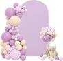 7.2FT Spandex Fitted Wedding Arch Cover Round Top Stand Covers DoubleSide Chiara Cover Backdrop Cover for Wedding Birthday Party Ceremony Baby Shower Decoration(Lavender)