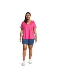 Hanes Women's Originals 2 Piece Lounge, Comfywear Supersoft Boxy T-Shirt & Sleep Shorts Loungewear Set, Green/Parrot Pink, Large, Small