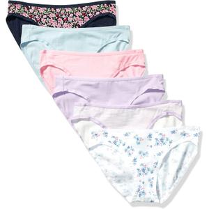 Amazon Essentials Women's Breathable Cotton Bikini Brief Underwear with Full Coverage, Multipacks,small