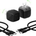 Belkin USB C Charger Block 45W (2 Pack) - USB C Cable Included - PD3.1 PPS Fast Charging - Samsung Galaxy S25, S24, Apple iPhone 17, Air, Pro, Pro Max, Google Pixel 10, Nintendo Switch, etc. - Black