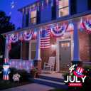 JMEXSUSS Red White and Blue Solar Lights, 8 Tube 144 LEDs Patriotic Solar Meteor Shower Lights Waterproof for Independence Day, Gardens, Tree, Outdoor 4th of July Decorations