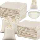 100 Pieces Cheesecloth Bags for Straining Reusable Tea Filter Muslin Bags Cold Brew Milk Tea Filter Strainer Cheese Clothes Cheese Clothbags for Office Kitchen Cooking (4 x 6 Inch)