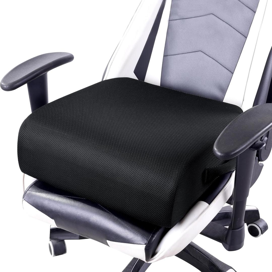 MABOZOO Extra Thick Chair Cushions,Office Chair Booster Seat Cushion to Raise Seat Height for Pain Relief,18 x 16 x 6 inch Non Slip Memory Foam Thick Cushion with Carry HandleBlack