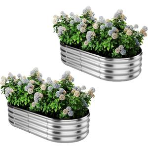 ZFHgarden Galvanized Metal Planter Raised Garden Bed Kit for Gardening Outdoor，4x2x1ft 2 Planter Grow Garden Box Raised Flower Bed，Long Vegetable Clearance Herb Raised Garden Beds for Gardening Metal
