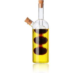Olive Oil and Vinegar Dispenser Bottle Set for Kitchen, 2 in 1 Glass Oil and Vinegar Dispenser Set, Olive Oil Container Cruets for Vinegar and Oil