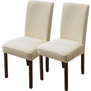 Genina Chair Covers for Dining Room Chair Covers Dining Chair Slipcovers Stretch Kitchen Parsons Chair Cover (Beige, 2 PCS)