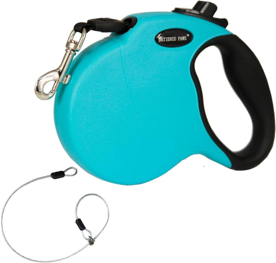 16Ft Chew Proof Retractable Dog Leash Anti-Chewing Wire Ropes Hands-Free Adjustable Safety Lock Durable Nylon Belt for Medium Dogs Blue M