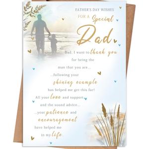 4 x Fathers Day Card Gift for Dad, Father's Day Card for Dad from Daughter, Son, Kids, Fathers Day Card for Papa, Fathers Day Decorations