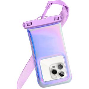 Floatable Waterproof Phone Pouch Case for iPhone 17 16 Pro Max/15/14/13/12, IP68 Travel Cellphone Dry Bag Beach Cruise Ship Essentials Bags with Crossbody Lanyard, Iridescent Purple - 7