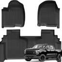 Floor Mats for 2014-2018 Chevy Silverado GMC Sierra 1500 2500 3500 HD Double Cab, All Weather Floor Liner for 2014-2018 Chevy Silverado TPE Custom Fit Car Mats Front & Rear 2 Row Mats